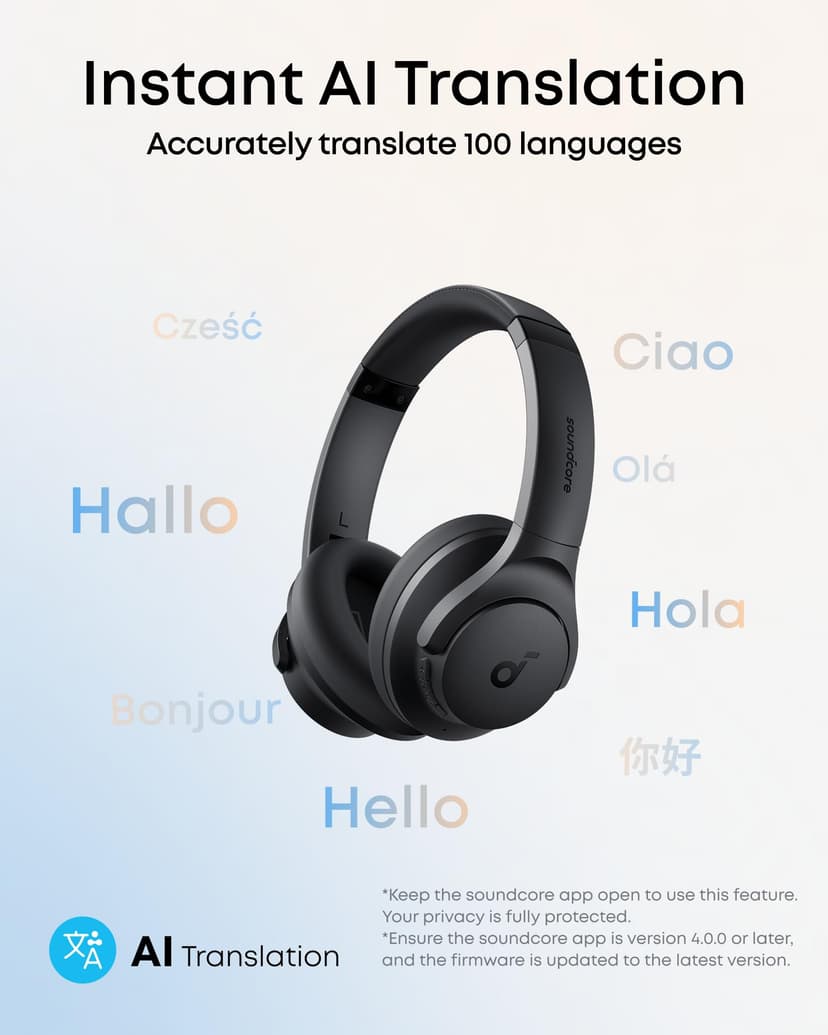 soundcore by Anker Q20i Hybrid Active Noise Cancelling Foldable Headphones, Wireless Over-Ear Bluetooth, 40H Long ANC Playtime, Hi-Res Audio, Big Bass, Customize via an App, Transparency Mode (Black) - 5