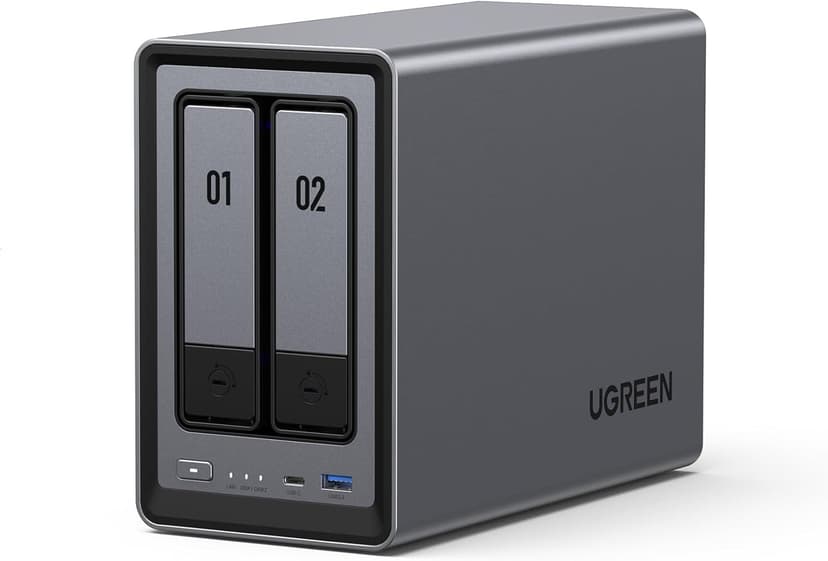 UGREEN NASync DXP2800 2 Bay Desktop NAS Quad-Core Intel N100 CPU, 8GB DDR5 RAM, 2.5GbE Enthernet, 2 x M.2 NVMe Slots, 4K HDMI, Networked Storage (No Disk) - 1