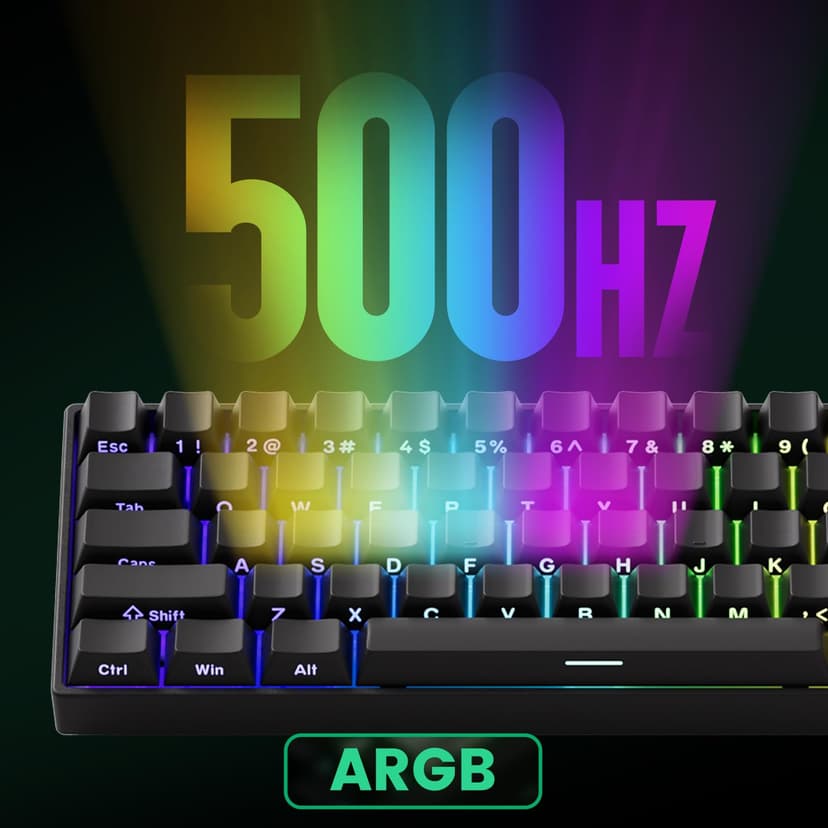 MONSGEEK FUN60 Pro Rapid Trigger Gaming Keyboard, 16K Scan Rate SP Magnetic Switch HE Keyboard Wired keyboard 60% Black Shine-Through (Glare Magnetic Switch) - 6