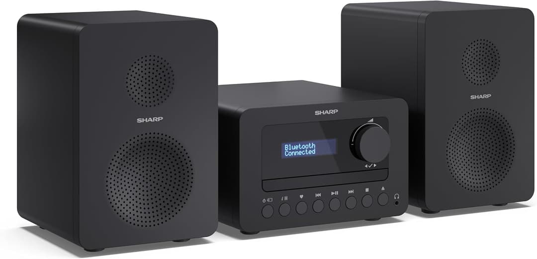 SHARP XL-B520D (BK) Tokyo Dab+ Hi-Fi Micro System, Compact Stereo Digital Radio with CD Player, Bluetooth 5.0, RDS, USB MP3 Playback, 2-Way Speakers & Remote Control, 40W – Black