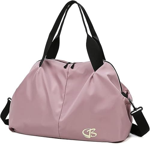 Vllcsla Sac de Sport Femme Petit, Poche Humide, 45x27x20 cm, Imperméable Sac à Bandoulière de Sport/Voyage, Sacs de Week-End à Main, Sacs de Voyage Femme Piscine, Léger, Doux (Rose foncé)