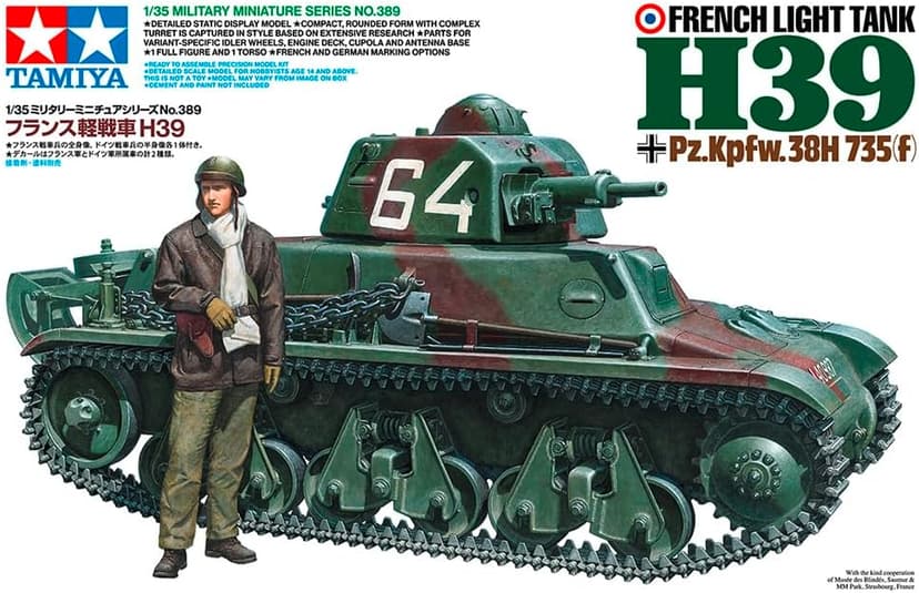 TAMIYA 35389 1:35 French Lt. Panzer H39 (1) Model Building, Plastic Kit, Hobby, Crafts, Tank Kit, Military Kit, Tank 1:35, Stand Model Building, Moulded Colour - 1