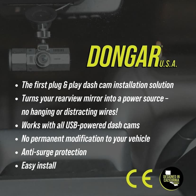 Dongar Dashcam Power Adapter (10-pin Type A) for Select Mazda Vehicles. Compatible with 2017+ CX5, CX9 and More. Connects to Rearview Mirror, Built-in USB Power Source, Easy to Install - 4