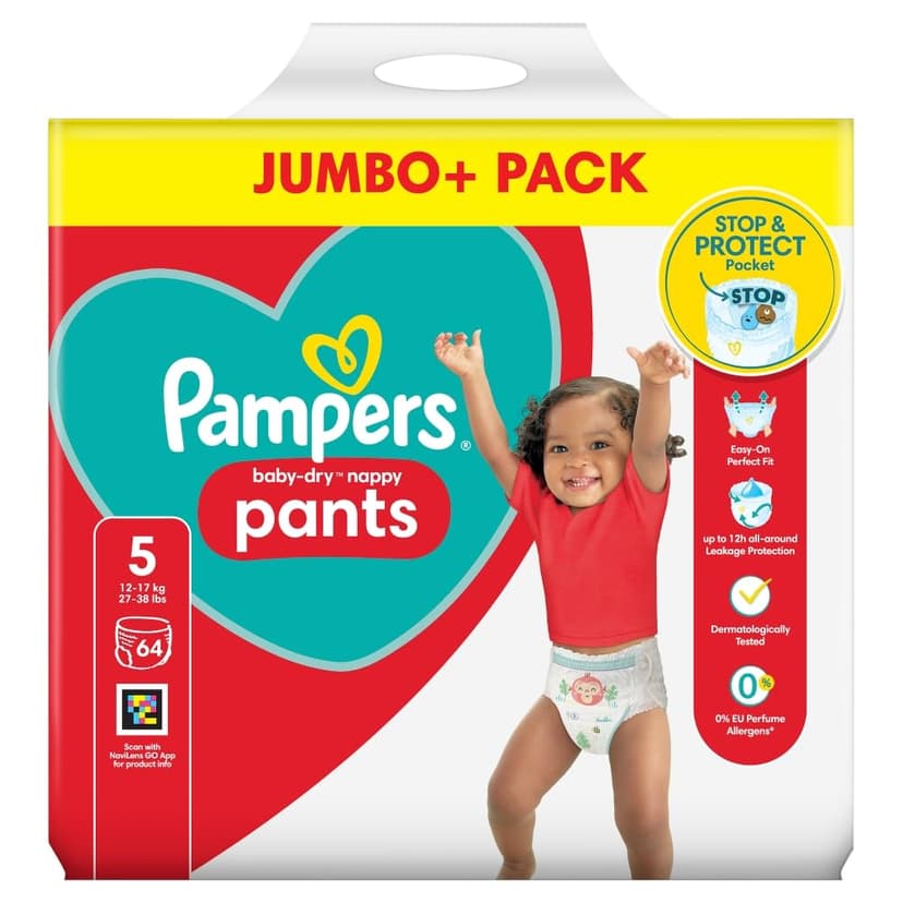PAMPERS Pants Nappies Pull-ON Size 5 Junior 64S - 1