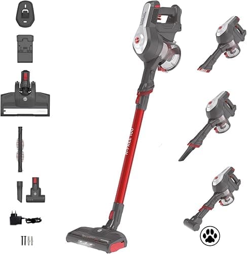 Hoover H-FREE 100 HF122GPT - Cordless Stick Vacuum, Cyclonic, Pet Bristle Brush, Removable 22V Lithium Battery, 40min, 0.9L, LED Lights, 2 Speeds