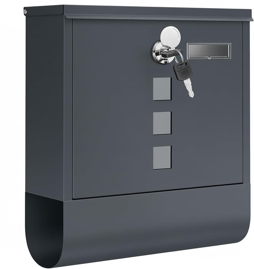 SONGMICS Boîte aux Lettres Murale, avec Serrure avec Couvercle Rotatif, Fenêtre de Visualisation, Porte-nom, Compartiment à Journaux, Montage Facile, 10 x 30,8 x 33,8 cm, Gris Anthracite GMB20AG - 1