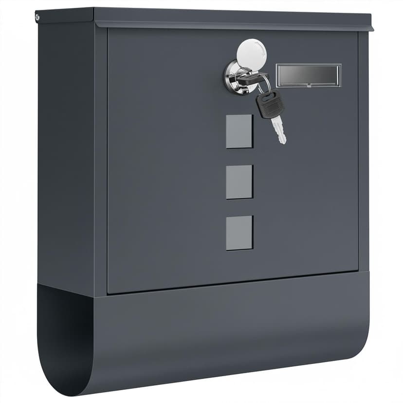 SONGMICS GMB20AG Wall-Mounted Post Box with Lock with Rotating Lid, Viewing Window, Name Holder, Newspaper Compartment, Easy Assembly, 10 x 30.8 x 33.8 cm, Charcoal Grey - 1