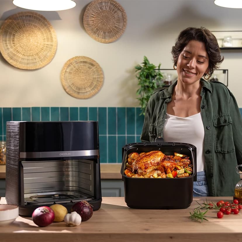 Cecotec Air Fryer Cecofry&Grill Duoheat 8000. Friteuse à Air sans Huile 8L, Grill et Plancha, Résistance Double, 2200W, Cuisson Uniforme, Moins de Graisse, Idéale pour Pizzas - 8