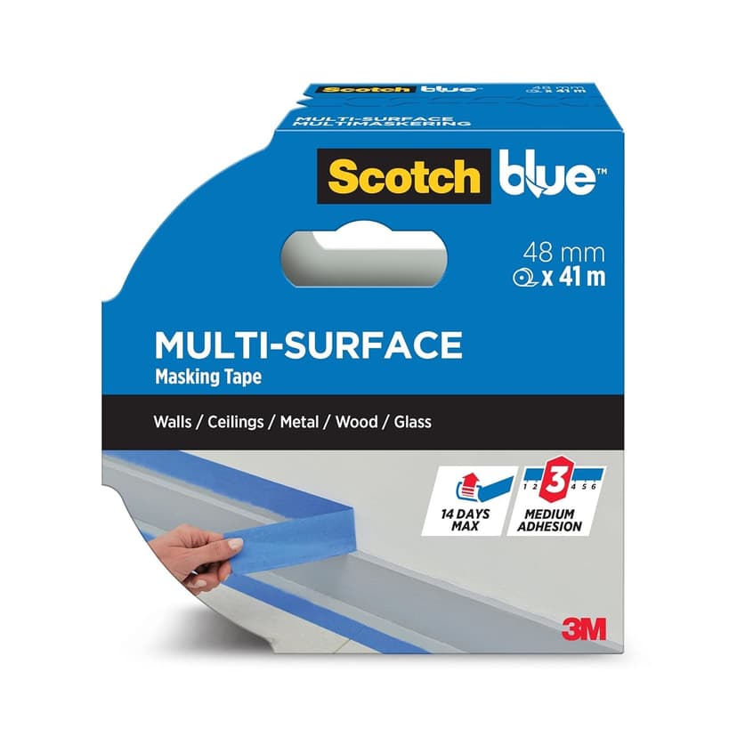 ScotchBlue Multi-Surface Premium Masking Tape, 48mm x 41m, 1 Roll/Pack - Scotch Adhesive Blue Painters Tape, For Painting and Decorating, Indoor & Outdoor, Sticks Well, 100% PEFC - 2