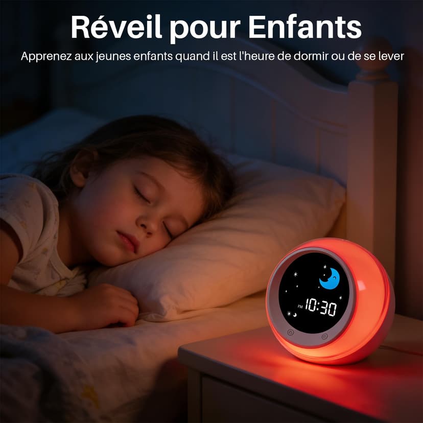 iHoo Toddlers Sleep Training Clock, Kids Alarm Clock with Night Light & Nap Timer, Ok to Wake Clock Gift for 2-9 Years Girls Boys White - 2
