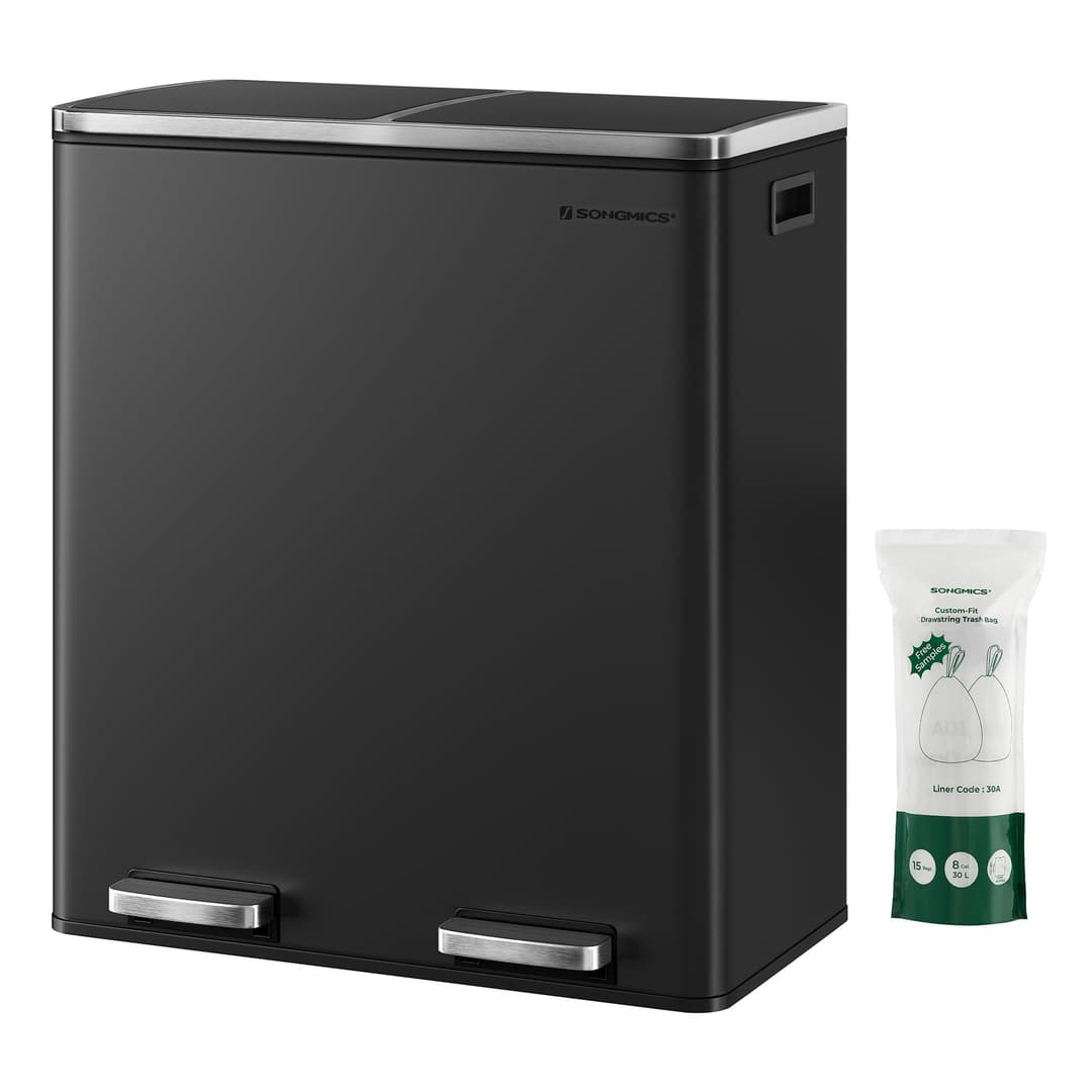 SONGMICS Poubelle Cuisine Tri Sélectif 2 x 30L, 2 Seaux e…