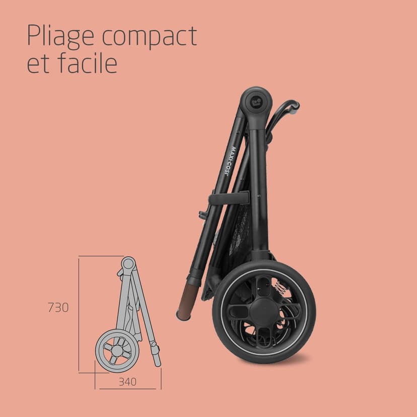 Maxi-COSI Zelia S Trio Stroller 3 in 1 Set, 0-4 Years, Up to 22 kg, Foldable, Compact and Adjustable Stroller, Includes CabrioFix S i-Size Car Seat, Accessories, Diaper Bag, Grey - 8