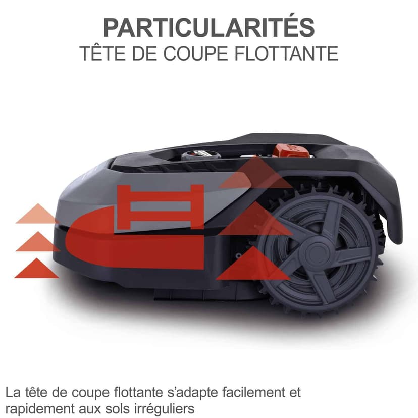 Scheppach RoboCut XXL900 | Largeur de Coupe 18cm | Hauteur de Coupe 20-60 mm | Détecteur de Pluie | WiFi & BT | Contrôle par App | Pente de 35% | avec Station, 9 Lames, 170m de câble & 230 Crochets - 8