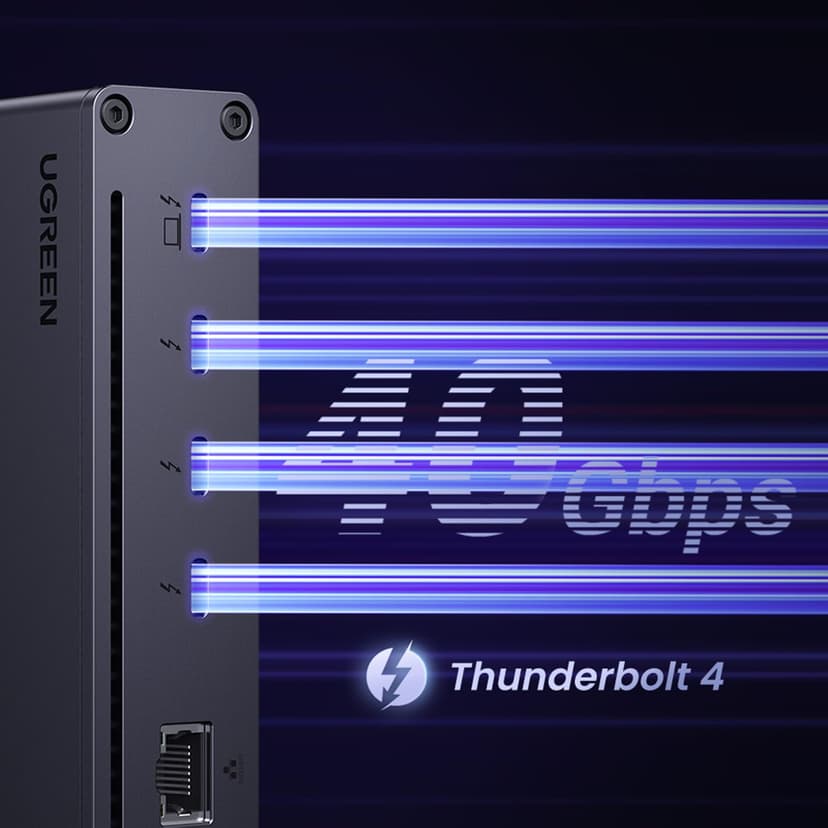 UGREEN Revodok MAX 208 Docking Station Thunderbolt 4 8 In 1 Dual Display 4K60Hz 8K30Hz Hub USB C 3.2 10Gbps Dock USB C Ethernet RJ45 Gigabit Power DC 140W - 3