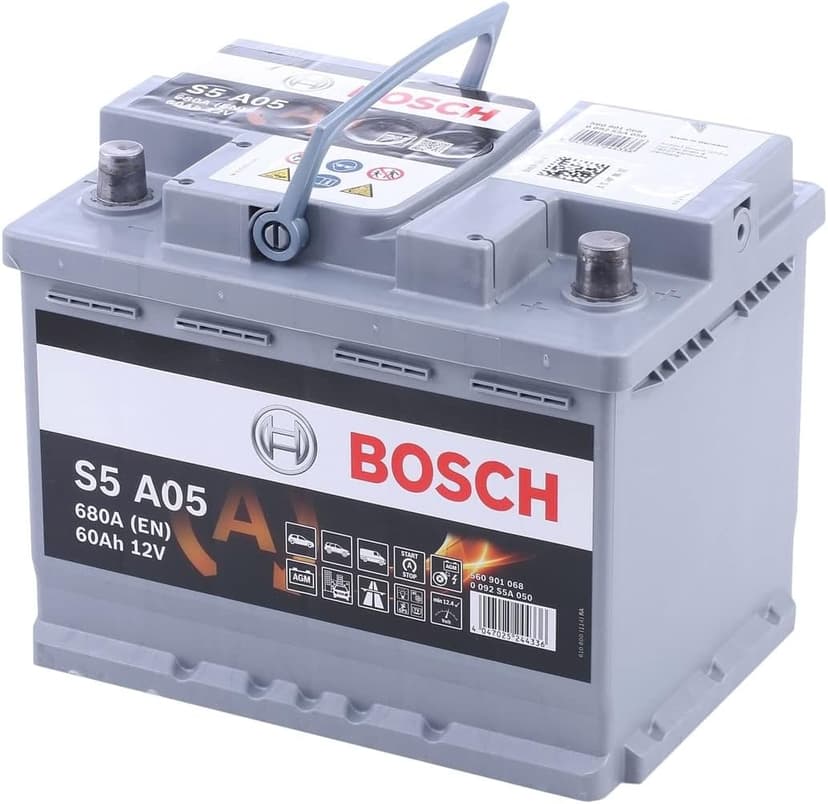 Bosch S5A05 - car battery - 60A/h - 680A - AGM technology - adapted for vehicles with Start/Stop system - 1