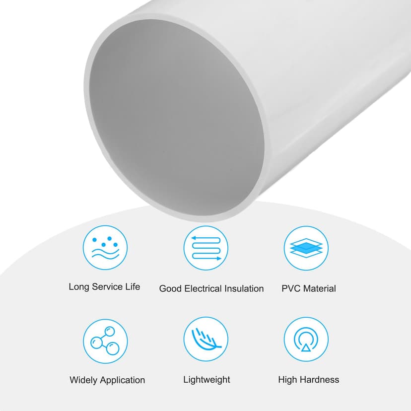sourcing map 6.3 Inch PVC Rigid Tube Round Pipe Tubing Hardware Tubing 152mm ID 160mm OD 20cm/8" Length White High Impact for Water Pipe, Crafts - 3