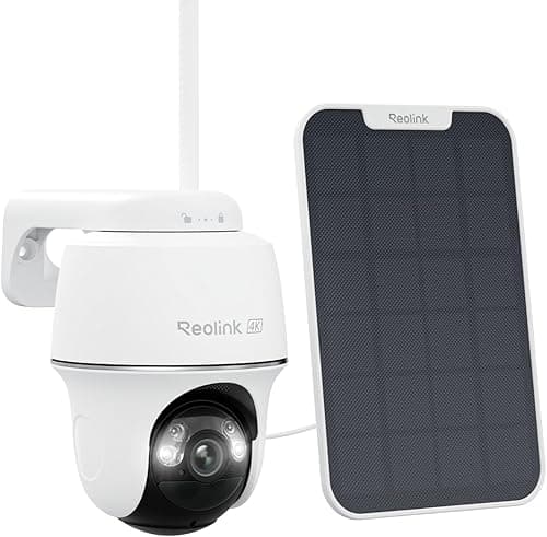 Reolink 4K Camera Surveillance WiFi Exterieure, 2,4/5Ghz Wi-FI 6, Détection Intelligent, Vision Nocturne Couleur, Suivi Automatique, Alimenté par Batterie, Argus PT Ultra+Panneau Solaire