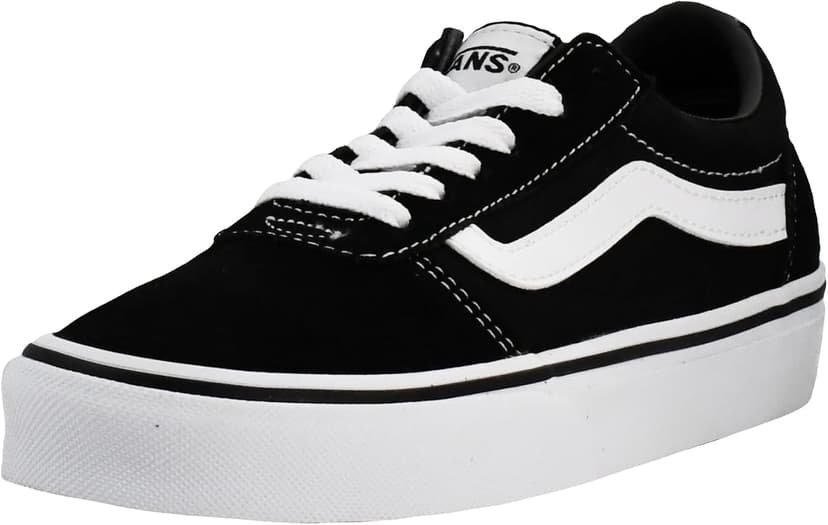 Vans Womens Size 6, Ward Sneaker Black & White Suede Canvas Lace Up Shoes, Low Top Ladies' Trainers, Lightweight Sports Shoes Active Wear Range (6 UK) - 1