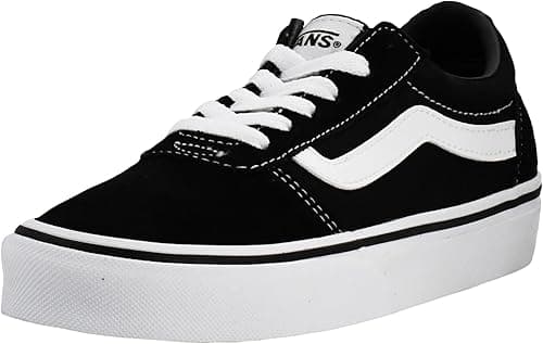 Vans Womens Size 6, Ward Sneaker Black & White Suede Canvas Lace Up Shoes, Low Top Ladies' Trainers, Lightweight Sports Shoes Active Wear Range (6 UK)