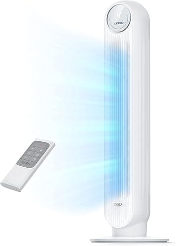 Dreo ventilateur colonne silencieux, Vitesse 7,6 m/s - Oscillant à 90° ventilateurs tour pour chambre, 92 cm de haut, Télécommande incluse, 4 vitesses, 4 modes, minuterie 8H, Noir - Nomad One
