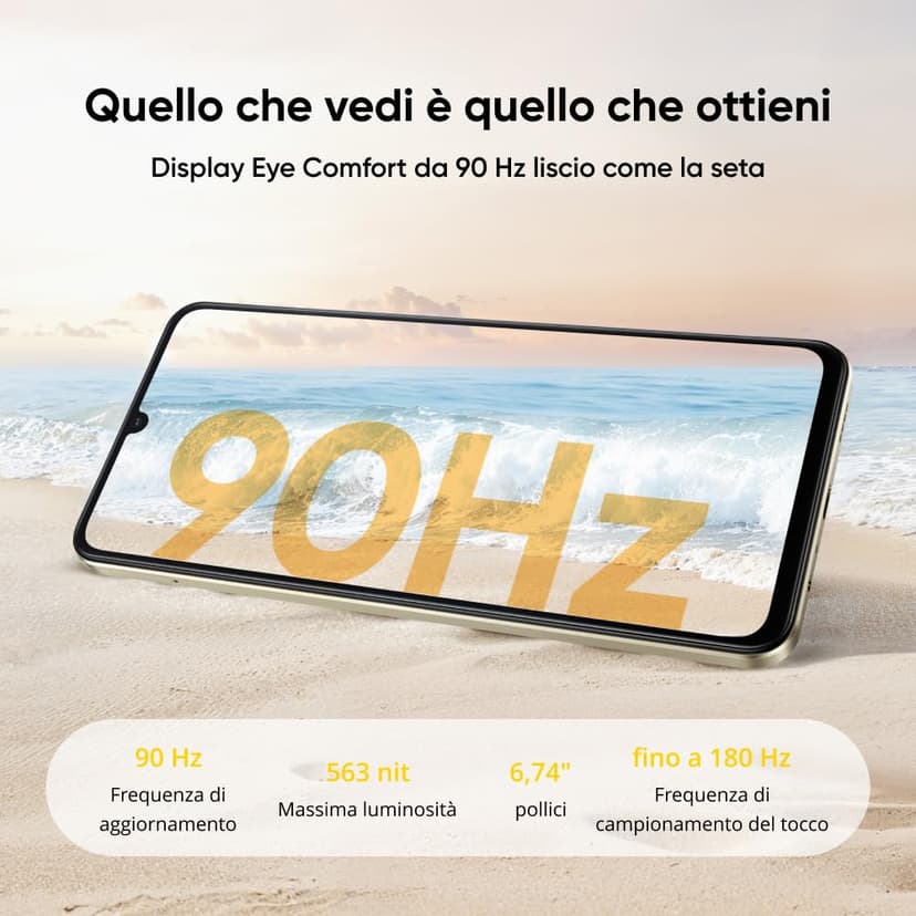 realme Note 70T Smartphone 4+128 GB, Batteria da 6.000 mAh, Ricarica rapida da 15 W con carica inversa da 6 W, 24 GB di RAM dinamica, Display con comfort visivo da 90 Hz, nero - 6