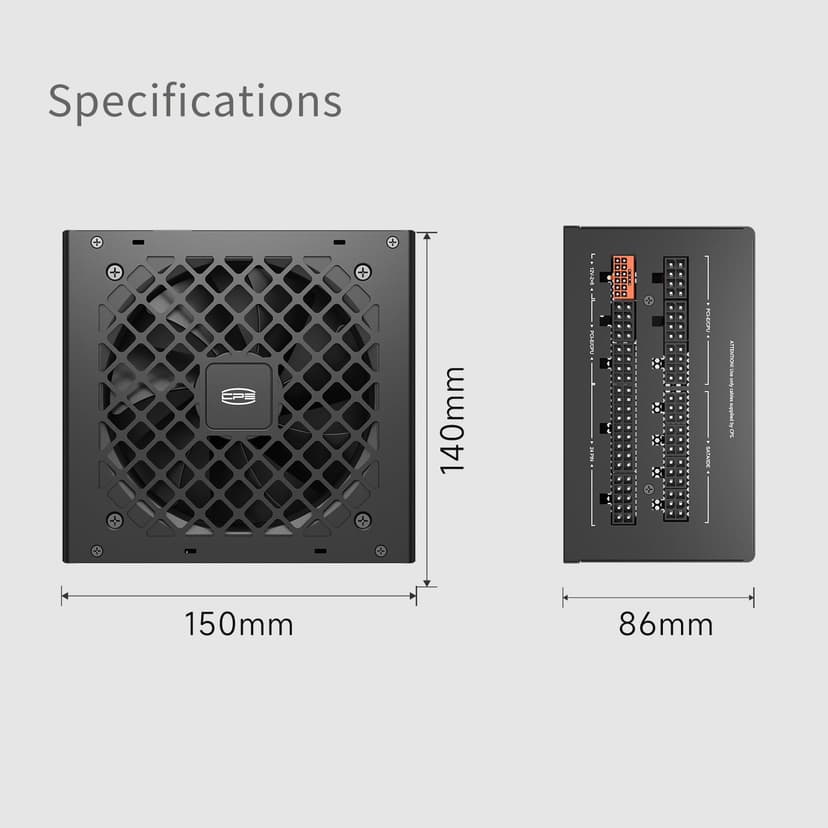 CPS KN650 Power Supply Fully Modular, 650W ATX 3.1, 80 Plus Gold Certified, PCIe 5.1 12V-2×6, Japanese Capacitors, Ultra-Flexible Cables, 5-Year Warranty - 9