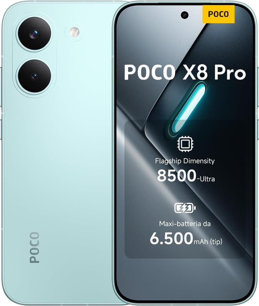 POCO X8 Pro, Smartphone 12+512 Go, Processeur Haut de Gamme Dimensity 8500-Ultra,écran AMOLED Ultra-Lumineux, 50 MP Sony IMX882 avec OIS, Vert, 1 an de Garantie supplémentaire, Chargeur Non Inclus - 1