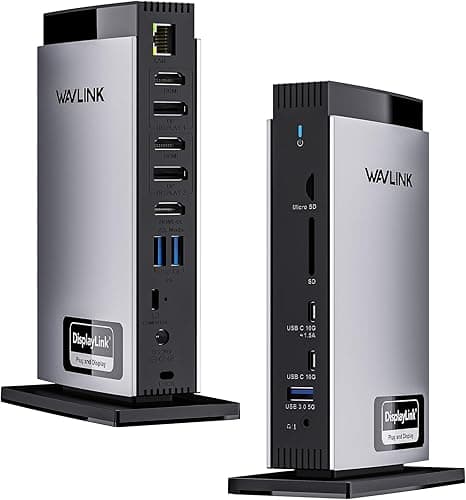 WAVLINK Displaylink Laptop Docking Station with 3 HDMI, U…