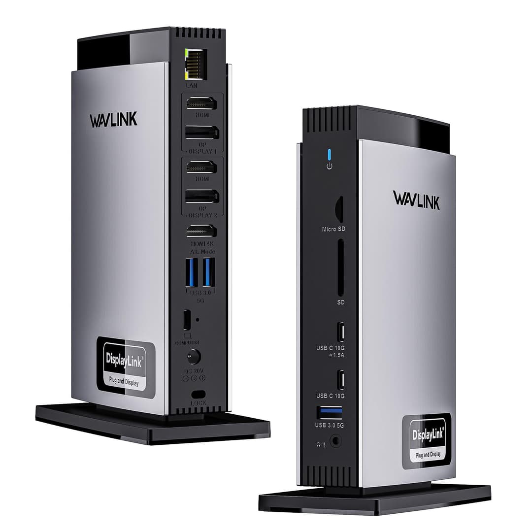 WAVLINK Displaylink Laptop Docking Station with 3 HDMI, U…