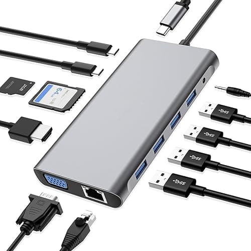 SZPACMATE USB C HUB - 12 in 1 Docking Station with 4K HDM…