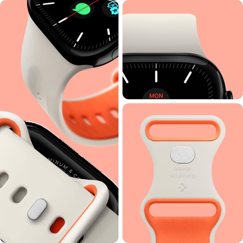 Spigen Nano Pop Bracelet en Silicone Compatible avec Apple Watch Ultra 3/2/1 49mm, Series 11/10 46mm, Series 9/8/7 45mm, 44mm - Orange Beige - 3