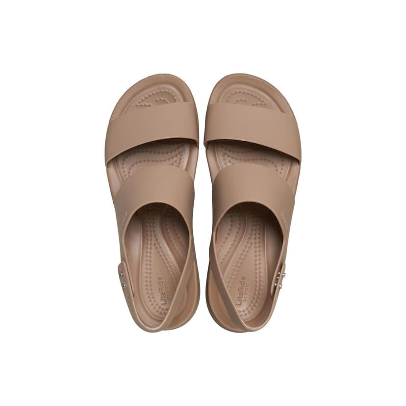 Crocs Femme Brooklyn Low Wedge Sandales, Latte/Mushroom, 38/39 EU - 4