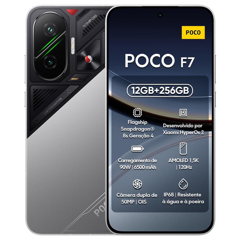 POCO F7 Smartphone, 12GB+256GB, White, Flagship Snapdragon® 8s Gen 4, 6500mAh Battery, 50MP Sony Camera with OIS, 6.83" 1.5K 120Hz AMOLED Display (No Power Adapter Included) - 1