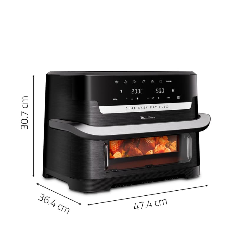 Moulinex Easy Fry Dual Flex, Air Fryer, Large Drawer 9L, Double Zone, Removable Divider, Up to 8 People, 7 Intuitive Programs, EZ9228F0, Black - 9