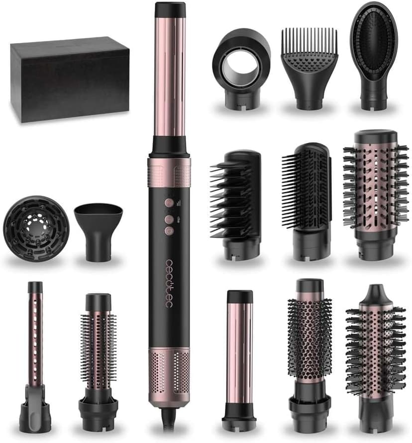 Cecotec Coanda CeramicCare Technology 14in1 AirGlam Black 1400W Heating Brush with 14 Heads Digital Motor Frizz Eliminator 3 Temperatures - 1