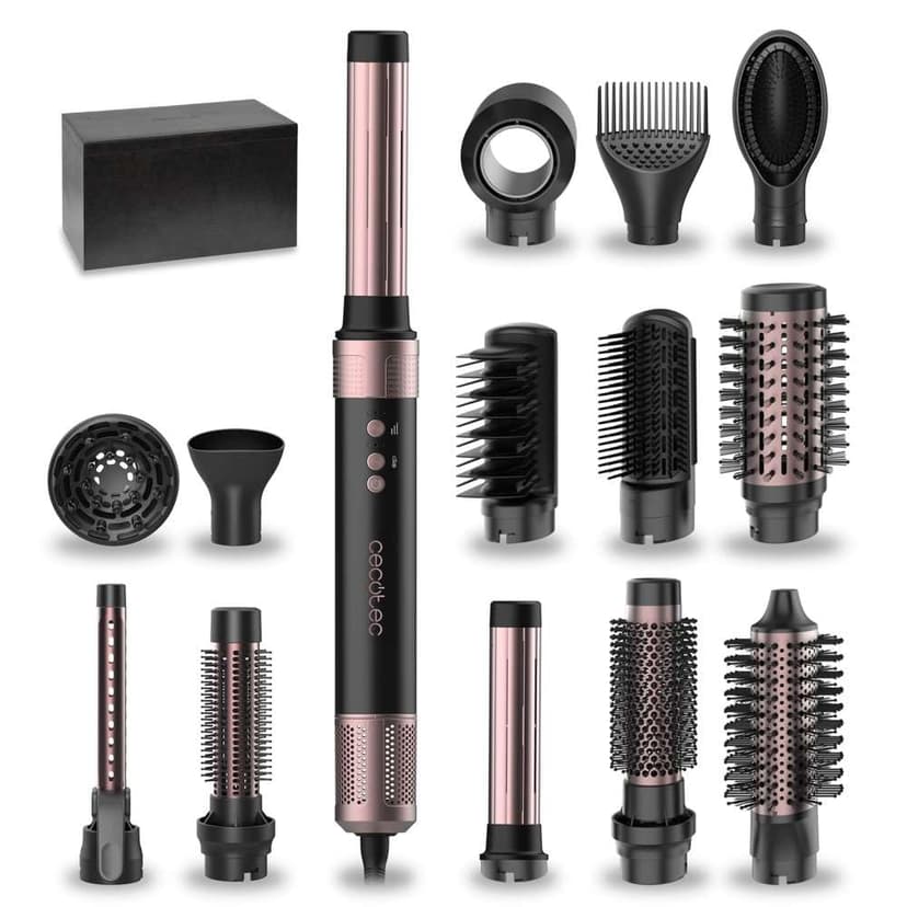 Cecotec Coanda CeramicCare Technology 14in1 AirGlam Black 1400W Heating Brush with 14 Heads Digital Motor Frizz Eliminator 3 Temperatures - 1