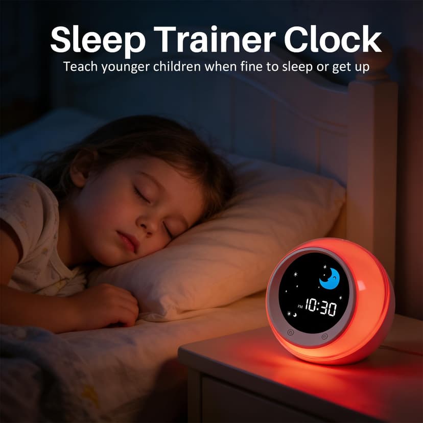 iHoo Réveil pour Enfants, réveil pour Apprendre à Dormir avec Lever du Soleil et de la Lune, Son de Sommeil, lumière de Nuit et réveil Automatique pour Les Enfants et Les Jeunes - 3