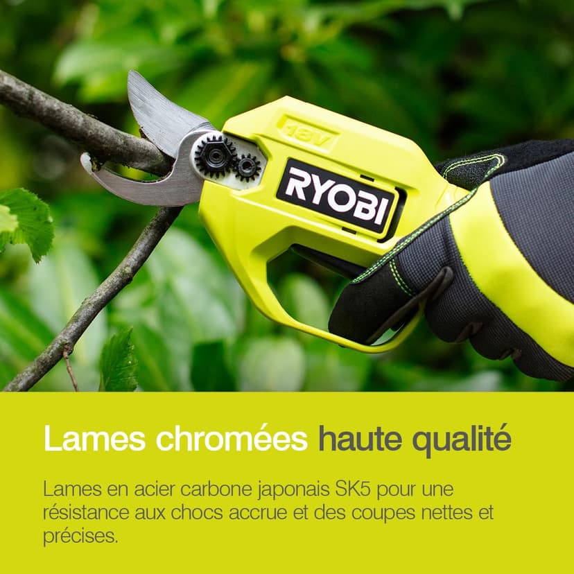 RYOBI - Sécateur Sans Fil 18V ONE+ RY18SCA-0 – Coupe Jusqu’à 25 mm, Lame Acier, Sécurité Active – Taille Facile Branches et Rosiers – Batterie Non Incluse - 5
