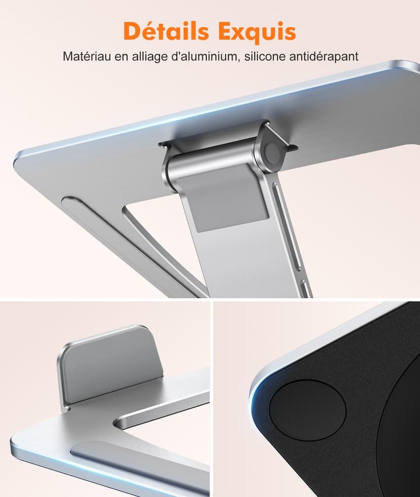 EOIWUY Laptop Stand with 360° Swivel Base, Portable Foldable Laptop Riser for Desk, Ergonomic Adjustable Cookbook Holders Computer Stand Holder for Team Work, Compatible with MacBook Pro/Air (10-16") - 7