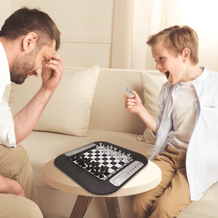 Lexibook, Chessman FX Electronic Chess Game with Touch Keyboard and Light and Sound Effects 32 Pieces 64 Levels of Difficulty, Family Board Game, Black/Silver, CG1335LXB - 9
