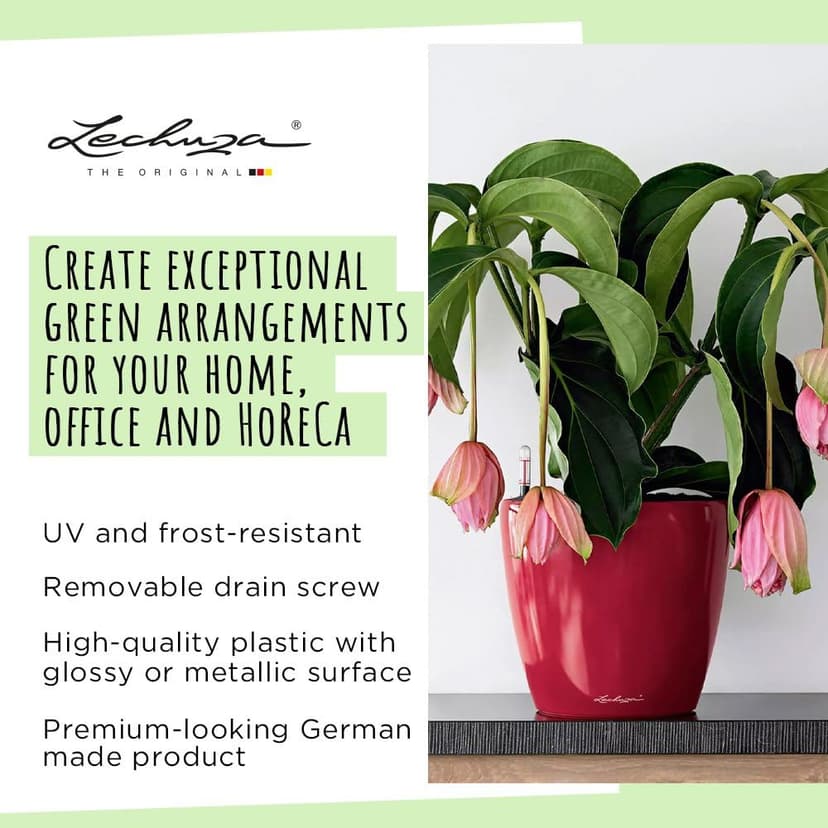 Lechuza Self Watering Plant Pot CLASSICO 43 LS Garden Flower Indoor and Outdoor Plastic Planter with Drainage Hole D43 H40 cm Red High-Gloss - 5