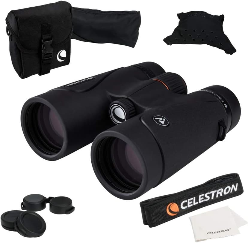 Celestron 71404 TrailSeeker 8x42mm Roof Binoculars with Dielectric-Coated Lens, BaK-4 Prism Glass, Lightweight Magnesium Alloy Body and Soft Carry Case, Black - 1