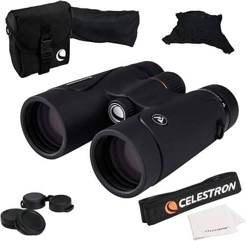 Celestron 71404 TrailSeeker 8x42mm Roof Binoculars with Dielectric-Coated Lens, BaK-4 Prism Glass, Lightweight Magnesium Alloy Body and Soft Carry Case, Black