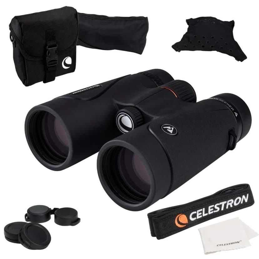 Celestron 71404 TrailSeeker 8x42mm Roof Binoculars with Dielectric-Coated Lens, BaK-4 Prism Glass, Lightweight Magnesium Alloy Body and Soft Carry Case, Black - 1