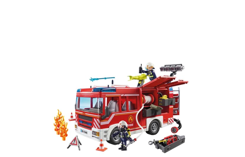 PlayMOBIL 9464 City Action Fire Engine with Working Water Cannon, fire fighter and helicopter Toy, Fun Imaginative Role-Play, Playset Suitable for Children Ages 4+, Vanaf 5 Jaar - 4