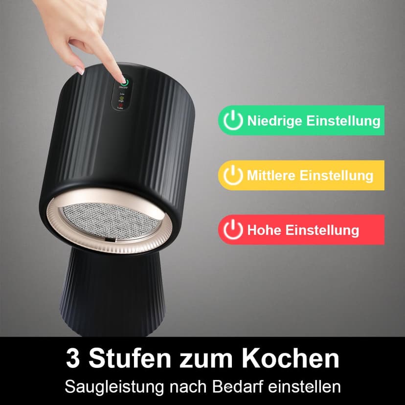 SNDOAS Hotte Aspirante Portable, Mini Hotte Aspirante 180 m³/h Puissance d'aspiration élevée, 3 Vitesses, Mode Recyclage avec Filtre à Charbon, Pour la Cuisine en Plein Air, Les Petites Cuisines - 3