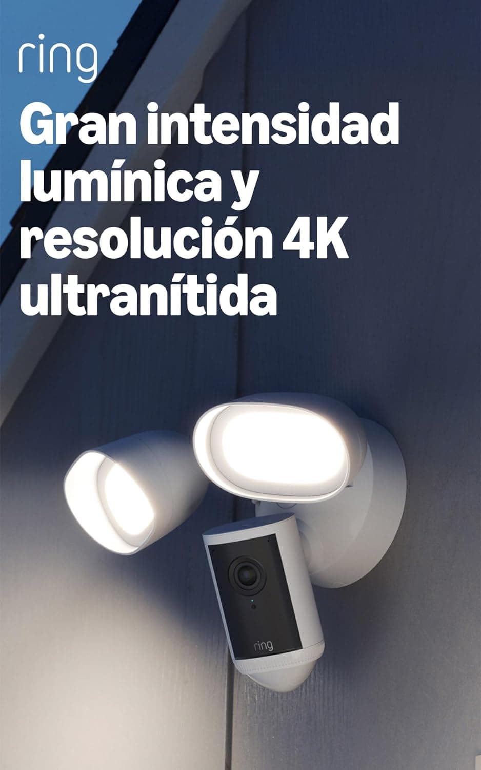 Ring Caméra Floodlight Pro (Floodlight Cam Pro, nouvelle génération) | Caméra de surveillance extérieure | Retinal 4K, Zoom 10x, 2000 lumens | Essai gratuit de 30 jours de l'abonnement Ring