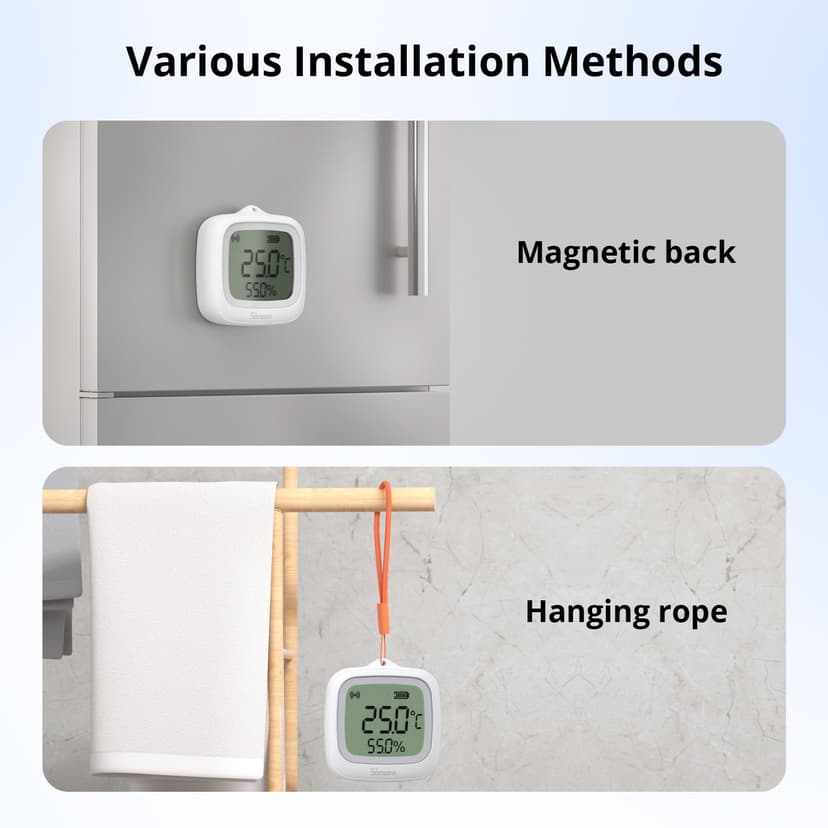 SONOFF SNZB-02WD IP65 Zigbee LCD Capteur Intelligent de Température et d'Humidité, étanche pour Serre/Salle de bain, Surveillance via APP avec Graphiques, Installation Flexible - 9