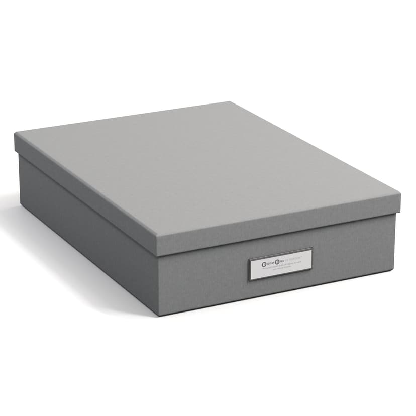 Bigso Box of Sweden Document Box for A4 paper, Brochures and Notes - Box with Lid and Handle - Fibreboard and Paper Box Storage with Lid - Grey - 1