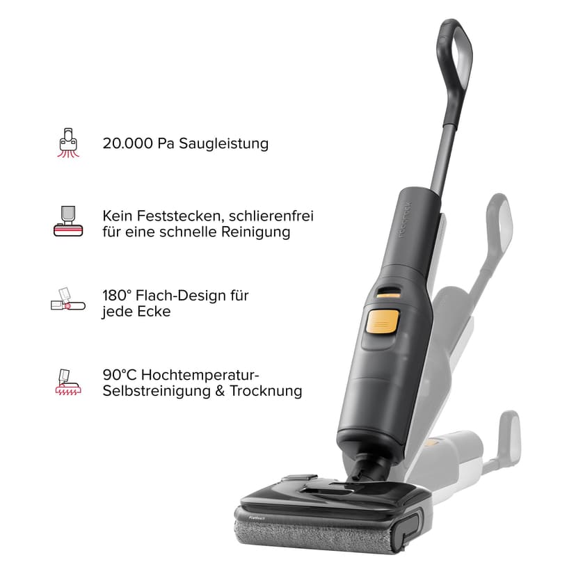 roborock F25 Wet Dry Vacuum Cleaner, Cordless Vacuum Mop All in One with 20000Pa, 194°F Hot Air Flash Drying & Hot Water Self Cleaning, Zero-Tangle Wet Mop Cleaner for Hard Floor, 180° Lie Flat - 3